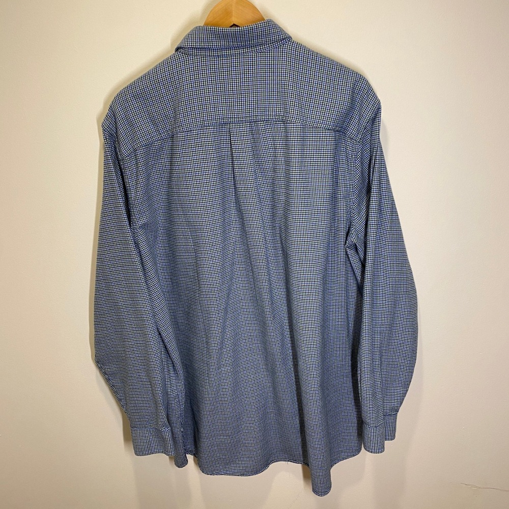 L.L. Bean Button Down Shirt Mens XL-Tall Blue Houndstooth Excellent Long Sleeve - Picture 6 of 10